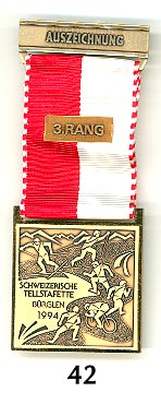 'Schweizerische Tellstafette Bürgen 1994 / Auszeichnung / 3.Rang' -- ice skating, running, biking, skiing